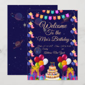 Invitation d'anniversaire dans l'espace | Fête de (Devant / Derrière)