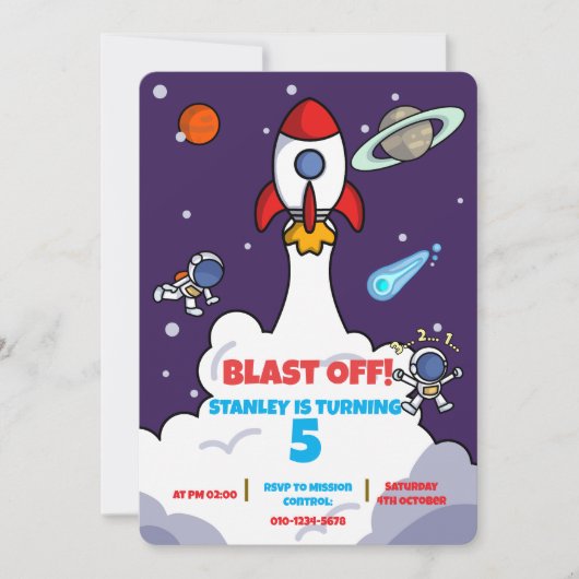 Invitation d'anniversaire dans l'espace - Invitati (Devant)