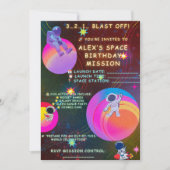 Invitation d'anniversaire dans l'espace – L'astron (Devant)