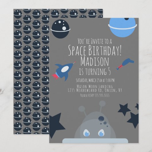 Invitation d'anniversaire dans l'espace thème Alie (Devant / Derrière)