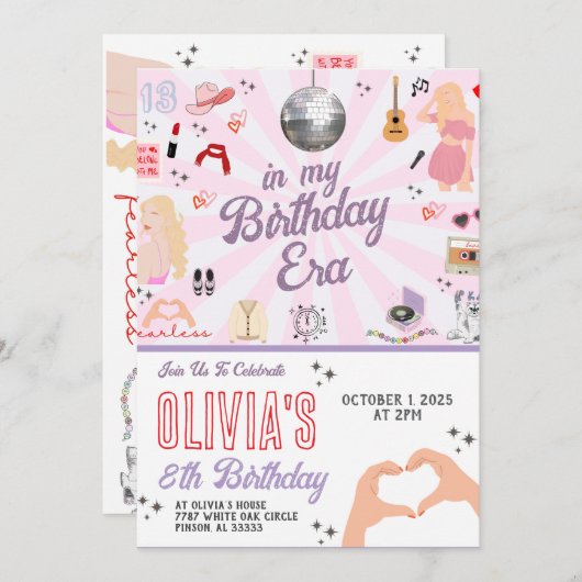 Invitation d'anniversaire dans mon ère d'anniversa (Devant / Derrière)