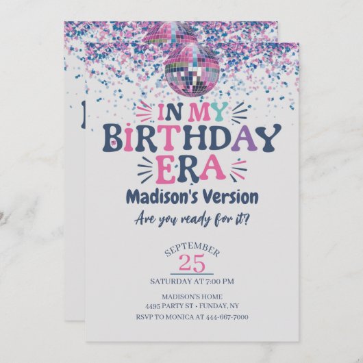 Invitation d'anniversaire dans mon ère d'anniversa (Devant / Derrière)