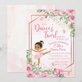 Invitation d'anniversaire danseuse de ballet rose  (Devant / Derrière)