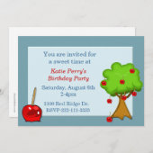 Invitation d'anniversaire d'Apple de sucrerie (Devant / Derrière)