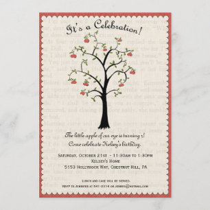 Invitation d'anniversaire d'Apple/pommier