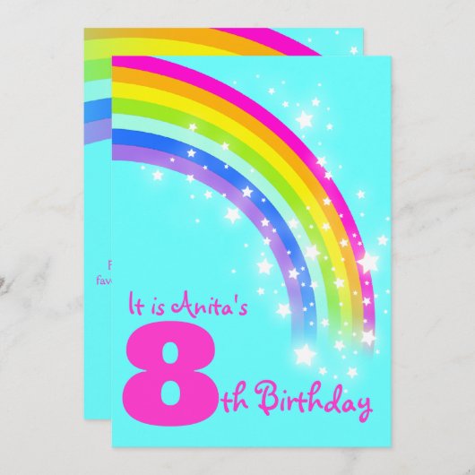 Invitation d'anniversaire d'aqua d'anniversaire (Devant / Derrière)