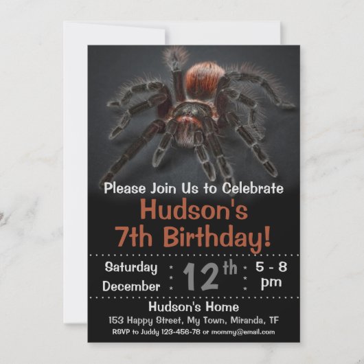 invitation d'anniversaire d'araignée (Devant)