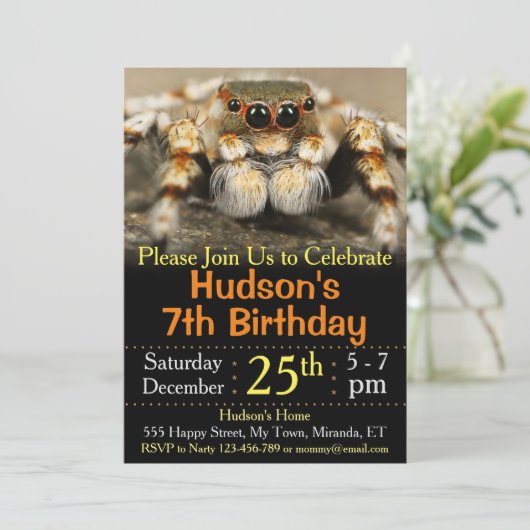 Invitation d'anniversaire d'araignée (Debout devant)