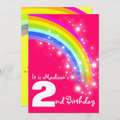 Invitation d'anniversaire d'arc-en-ciel pourpre (Devant / Derrière)