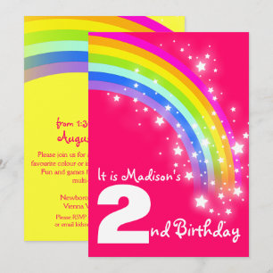 Invitation d'anniversaire d'arc-en-ciel pourpre