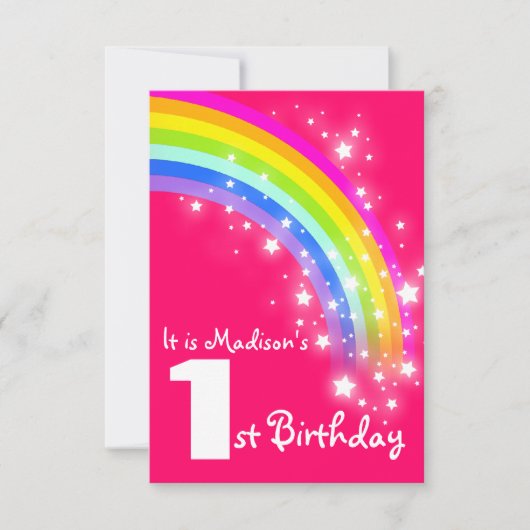 Invitation d'anniversaire d'arc-en-ciel pourpre (Devant)