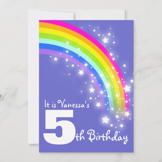 Invitation d'anniversaire d'arc-en-ciel rose (Devant)