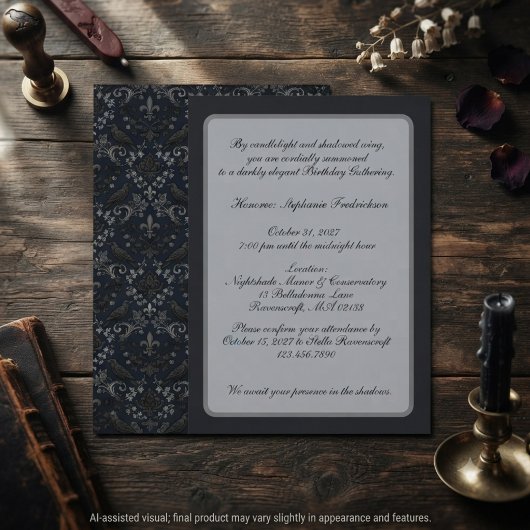 Invitation d'anniversaire Dark Midnight Gothic Rav