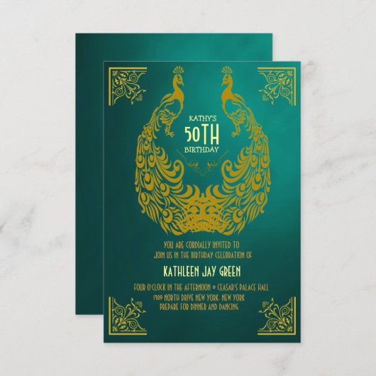 Invitation d'anniversaire d'art déco des années (Devant / Derrière)