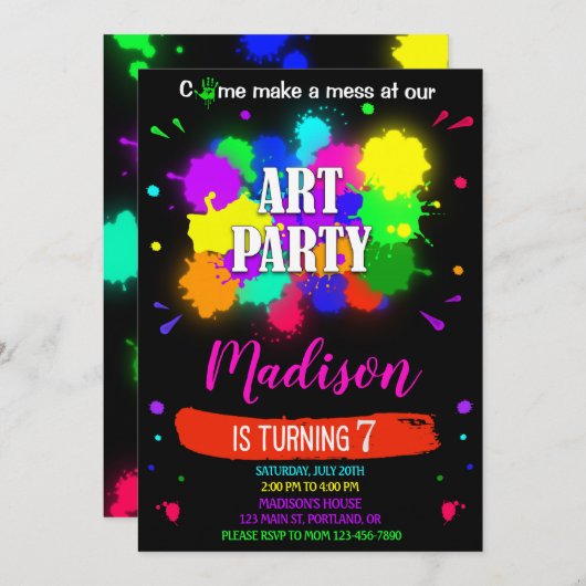 Invitation d'anniversaire d'art Fête artisanale de (Devant / Derrière)