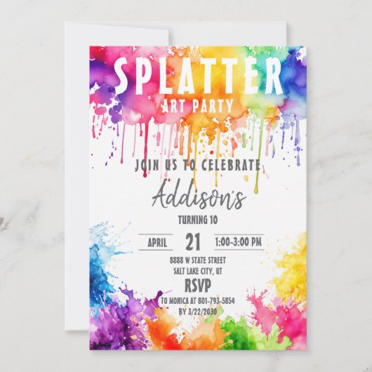Invitation d'anniversaire d'art, Invitation d'anni (Devant)