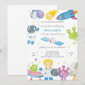 Invitation d'anniversaire d'astronaute (Devant / Derrière)