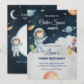 Invitation d'anniversaire d'astronaute d'aventure  (Devant / Derrière)