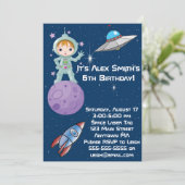 Invitation d'anniversaire d'astronaute de fille de (Debout devant)