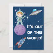 Invitation d'anniversaire d'astronaute de fille de (Dos)