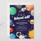 Invitation d'anniversaire d'astronaute de l'espace (Devant)