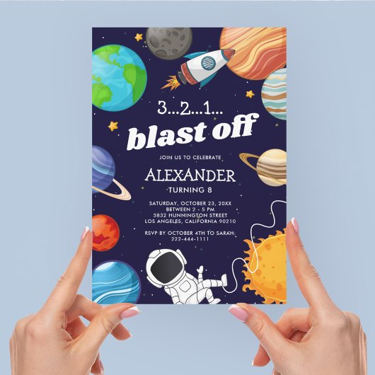Invitation d'anniversaire d'astronaute de l'espace