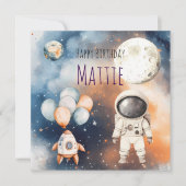 Invitation d'anniversaire d'astronaute de l'espace (Devant)