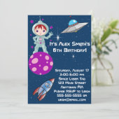 Invitation d'anniversaire d'astronaute de Redhead  (Debout devant)