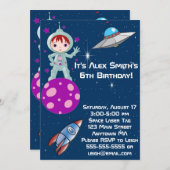 Invitation d'anniversaire d'astronaute de Redhead  (Devant / Derrière)