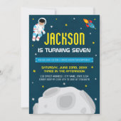Invitation d'anniversaire d'astronaute garçon somb (Devant)