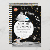 Invitation d'anniversaire d'astronaute Invitation  (Devant / Derrière)