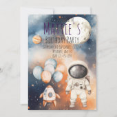 Invitation d'anniversaire d'astronaute mignon de l (Devant)