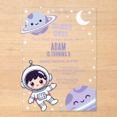 Invitation d'anniversaire d'astronaute pour garçon (Recto)
