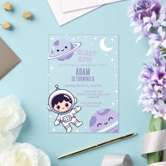 Invitation d'anniversaire d'astronaute pour garçon (Insitu (Mariage))