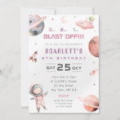 Invitation d'anniversaire d'astronaute spatiale ro (Devant)