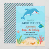 Invitation d'anniversaire dauphin (Devant / Derrière)