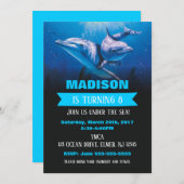 Invitation d'anniversaire dauphin Invitation de la (Devant / Derrière)