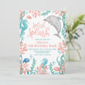 Invitation d'anniversaire dauphin sous la mer (Debout devant)