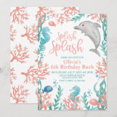 Invitation d'anniversaire dauphin sous la mer (Devant / Derrière)