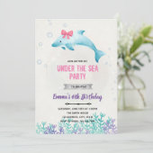 Invitation d'anniversaire dauphin sous la mer (Debout devant)