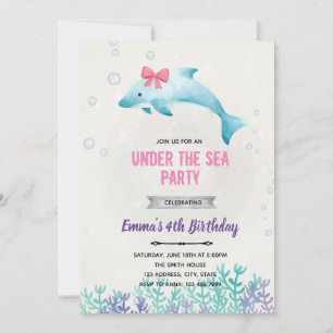 Invitation d'anniversaire dauphin sous la mer