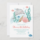 Invitation d'anniversaire dauphin sous la mer (Devant)