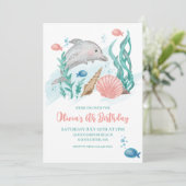 Invitation d'anniversaire dauphin sous la mer (Debout devant)