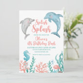 Invitation d'anniversaire dauphin sous la mer (Debout devant)