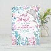 Invitation d'anniversaire dauphin sous la mer (Debout devant)