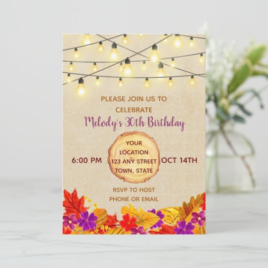 Invitation d'anniversaire d'automne (Debout devant)