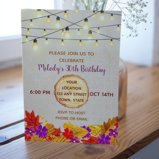 Invitation d'anniversaire d'automne