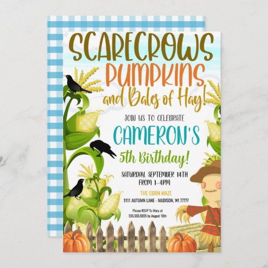 Invitation d'anniversaire d'automne (Devant / Derrière)