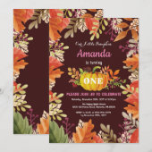 Invitation d'anniversaire d'automne pour fille ave (Devant / Derrière)
