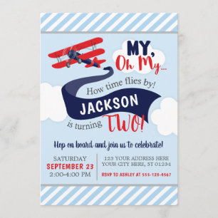 Invitation d'anniversaire d'avion avec enveloppes